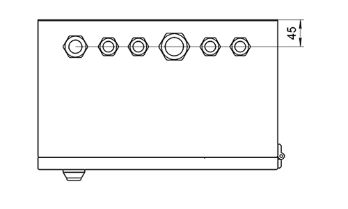 Общий вид внутренней компоновки и расположения кабельных вводов шкафа ШВН‑тип 1