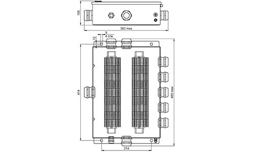 Габаритные и установочные размеры ящика соединительного СЯ1М-42