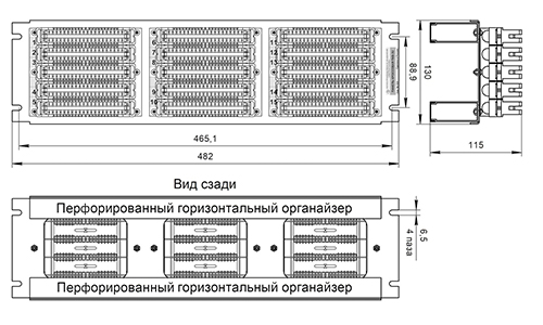 Внешний вид, габаритные и установочные размеры панели