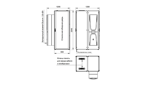 Общий вид, габаритные и установочные размеры шкафа ШСНП-РК-42U.8.12