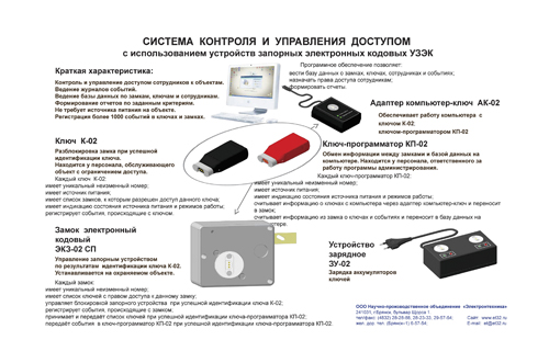 СИСТЕМА КОНТРОЛЯ И УПРАВЛЕНИЯ ДОСТУПОМ с использованием устройств запорных электронных кодовых УЗЭК