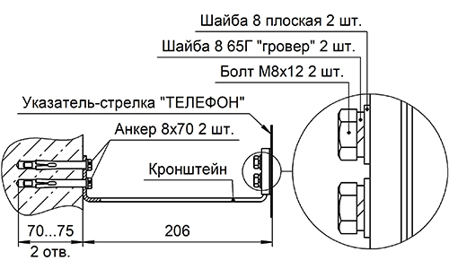 Установка стрелки на стену или опору